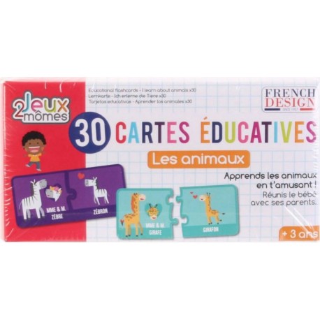 Paris Prix Jeu de 30 Cartes Educatives Animaux 7cm Multicolore