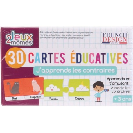 Paris Prix Jeu de 30 Cartes Educatives J'apprends les Contraires 12cm Multicolore