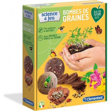 CLEMENTONI Kit sciences et jeu : Play for future : Bombe de graines