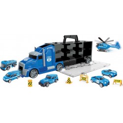 Grand camion avec 6 voiture police jouet helicoptere