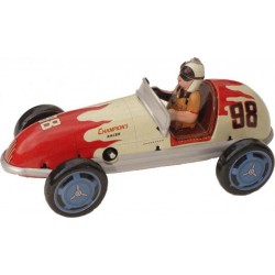 BASS & BASS Voiture de Course Rouge 14 Cm Mecanique a Cle