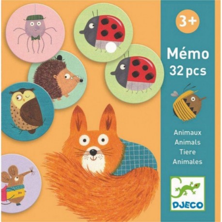 Djeco Mémo animaux couleur 32 pièces