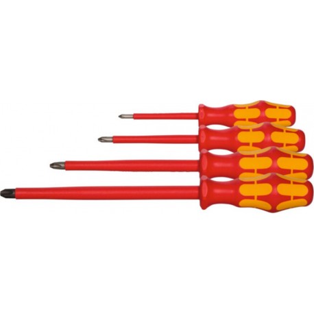 Wera Jeu de tournevis pour vis Phillips, avec manche Kraftform 100% isolés, Nombre de tournevis: 4 05258044001