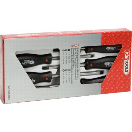 KS Tools ERGOTORQUE Jeu de tournevis, 6 piècesPZ+fente 911,212