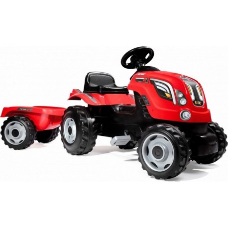 SMOBY Tracteur farmer rouge XL et sa remorque