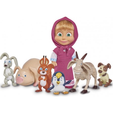 SMOBY Figurine Masha 12cm et ses petits animaux Masha et Michka