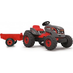 SMOBY Tracteur stronger gris/rouge XXL et sa remorque