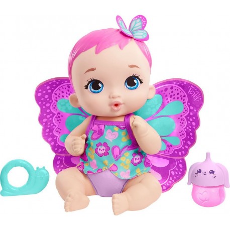 MATTEL My Garden Baby Bébé Papillon Rose boit et fait pipi