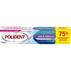 POLIDENT Fixatif Soin & Tolerance pour appareil dentaire 70g Hypoallergénique (lot de 3)