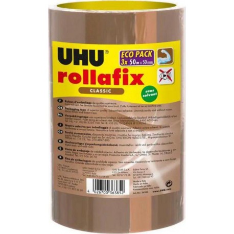 UHU 3 RUBANS BRUN 50M ROLLAFIX