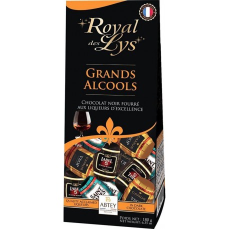 Royal des Lys Abtey Chocolat noir fourré à la liqueur Grands alcools 180g