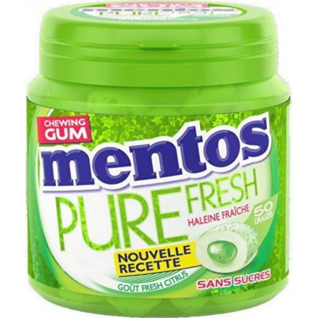 Mentos Bottle pure fresh citrus 50 dragées sans sucre 100g