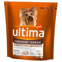 Ultima Croquettes Yorkshire Terrier Chiens Poulet Riz Céréales Complètes Format 800g