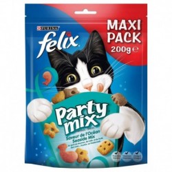 Felix Croquettes Chats Party Mix Saveur De l’Océan Saumon Colin Truite 200g