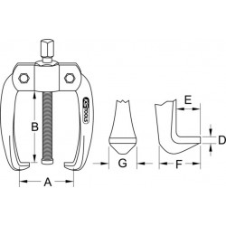 KS Tools Extracteur universel à 2 bras, 10-50mm, 8,5mm 620,0073