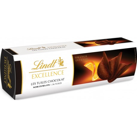 LINDT Excellence les tuiles chocolat noir et orange 125g