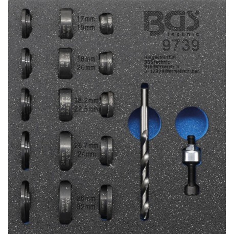 BGS technic Insert de servante d'atelier 1/6 : Jeu de matrices de poinçonnage pour capteur de stationnement Ø 17 – 32 mm BGS 973