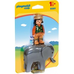 PLAYMOBIL 9381 1-2-3 - Soigneuse Avec Eléphanteau