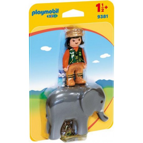 PLAYMOBIL 9381 1-2-3 - Soigneuse Avec Eléphanteau