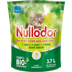 Nullodor Litière bio agglomérante sans odeur pour chat 3,7L 1,5Kg (lot de 10 soit 37L 15Kg)