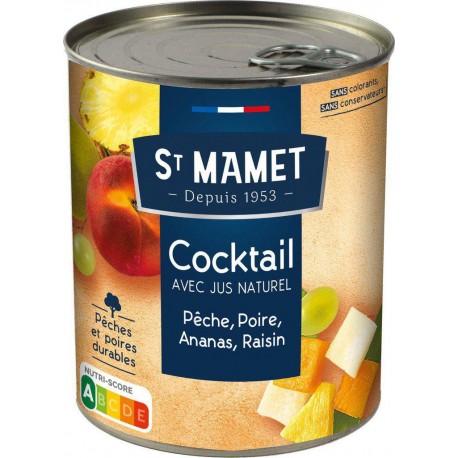 St Mamet Fruits au sirop Cocktail Pêche Poire Ananas Raison avec jus naturel 500g (lot de 5)