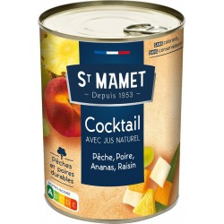 St Mamet Fruits au sirop Cocktail Pêche Poire Ananas Raison avec jus naturel 250g (lot de 5)