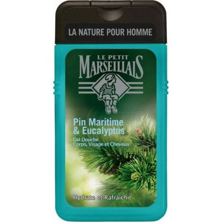 Le Petit Marseillais Douche Homme Pin Maritime & Eucalyptus Corps Visage Cheveux 250ml (lot de 4)