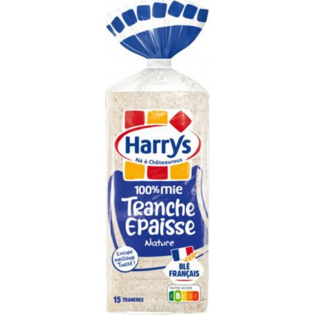 Harrys Pain de mie 100% mie Tranches Epaisses Sans sucres ajoutés 500g