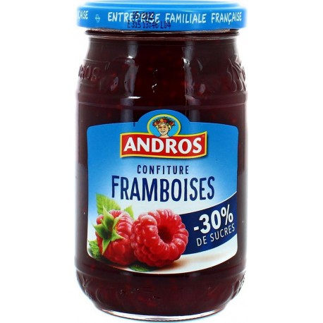 Andros Confiture Framboises allégée -30% de sucres 350g