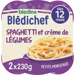 Bledichef Plat bébé dès 12 mois petits Spaghetti et crème de légumes 230g x2