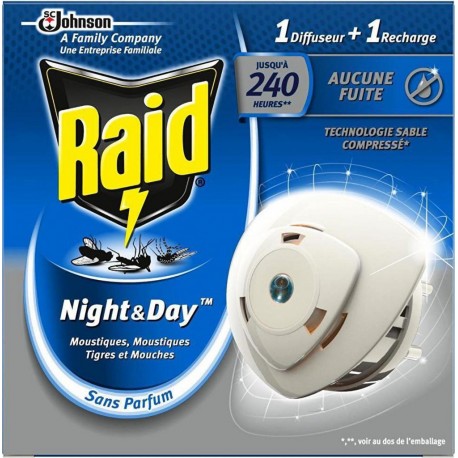 RAID Diffuseur Night and Day Moustiques 240h (lot de 3)