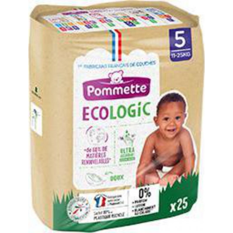 Couches écologiques taille 5 (11-25kg) pour bébés fabriquées en