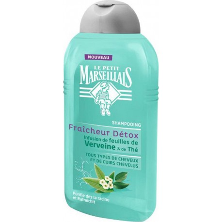 Le Petit Marseillais Shampooing Fraîcheur Détox Infusion de Feuilles de Verveine & de Thé 250ml (lot de 4)