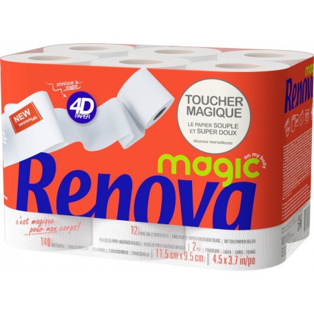 Renova Papier toilette Magic 4D x12 (lot de 4 soit 48 rouleaux)