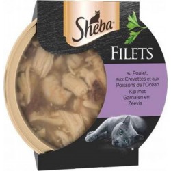 SHEBA FILETS au POULET aux CREVETTES et aux POISSONS de l’OCEAN 60g