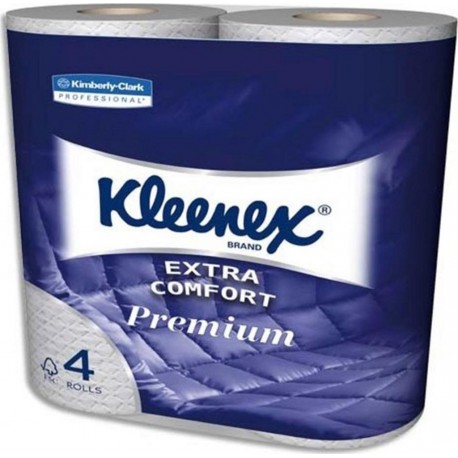 Kleenex Papier Toilette Extra Comfort Premium Blanc Aquatube 4 Rouleaux (lot de 2 soit 8 rouleaux) 34003