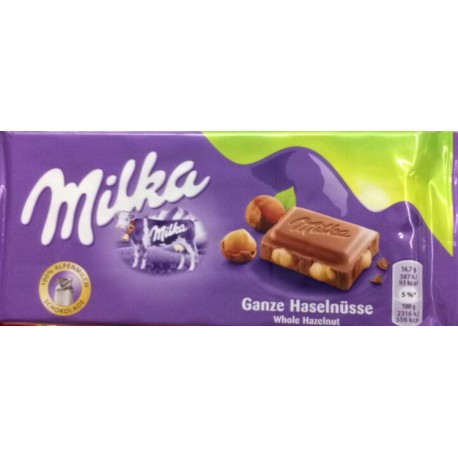 Milka Chocolat au Lait et aux Noisettes entières 100g