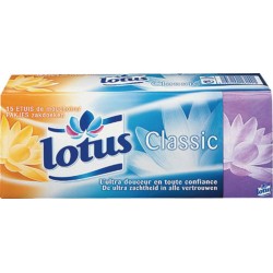 Lotus Classic Mouchoirs Blancs 15 Etuis (lot de 6 paquets soit 90 étuis)