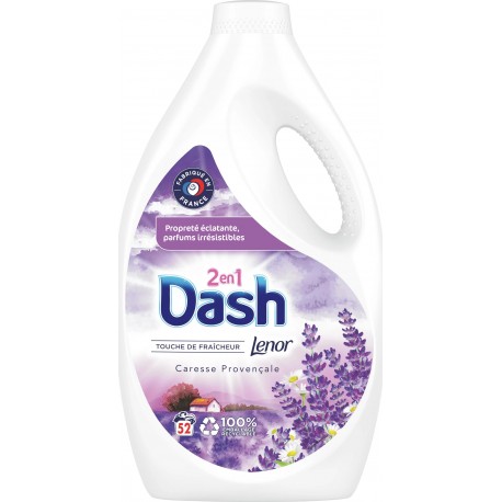 Dash Lessive liquide 2 en 1 Caresse provençale 2,6L