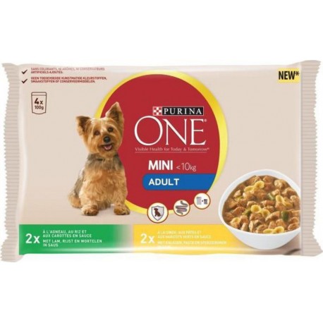 PURINA ONE MINI ADULT DINDE/AGNEAU 4X100g