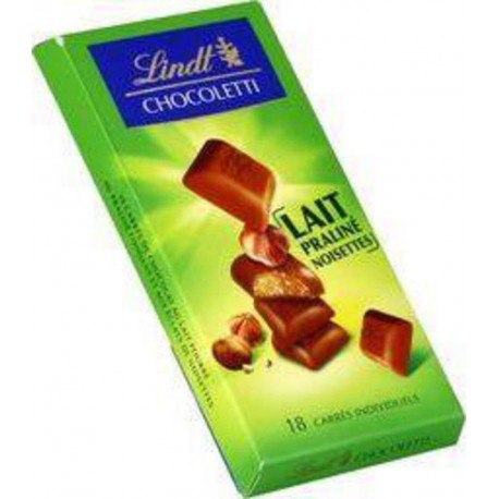 LINDT Chocoletti - Chocolat lait praliné noisette 150g