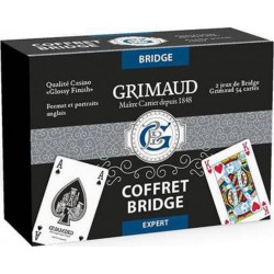 Grimaud Coffret Grimaud Bridge Expert - façon cuir - 2 jeux de Bridge Expert