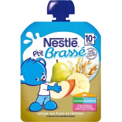 Nestlé P’tit Brassé Laitage Pomme Poire (+ 10 mois) par 4 gourdes de 90g (lot de 2 soit 8 gourdes)