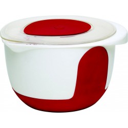 EMSA Bol Mix & Bake avec couvercle 3L blanc/rouge