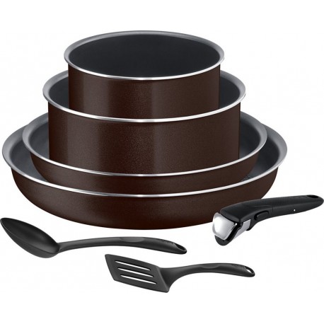 TEFAL Batterie de cuisine Ingenio Essential Noir Coffee paillete