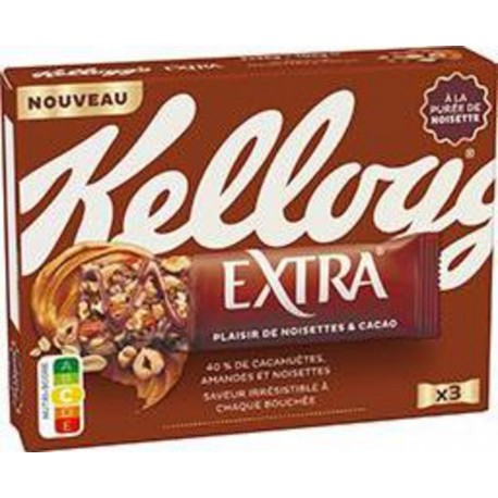 KELLOGG'S Extra - Barre Plaisir de noisettes & cacao x3