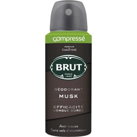 Brut Déodorant Musk Compressé Efficacité Longue Durée 100ml (lot de 4)