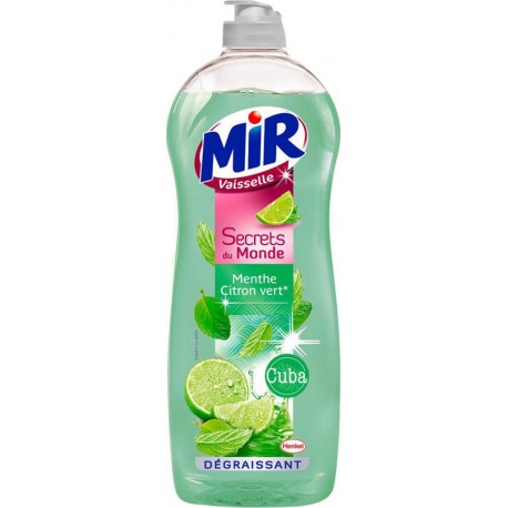 Mir Vaisselle Secret du Monde Menthe et Citron Vert Dégraissant Cuba 750ml (lot de 10)