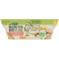 Blédina Les Récoltes Bio Purée de Choux-Fleurs Champignons Poulet Fermier (dès 8 mois) par 2 bols de 200g (lot de 4)