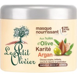 Le Petit Olivier Masque Nourrissant aux Huiles d’Olive Karité Argan Cheveux Secs et Abîmés 300ml (lot de 3)